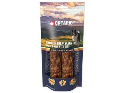 84319 ontario protein zvykaci pamlsek mala rolka s hovezim 2 ks 12 7 cm