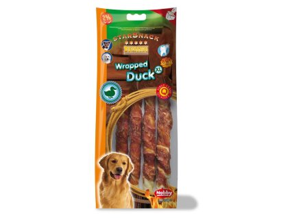 6651 3 nobby starsnack barbecue wrapped duck xl 25cm 253g z kategorie chovatelske potreby a krmiva pro psy pamlsky pro psy zvykaci pamlsky pro psy