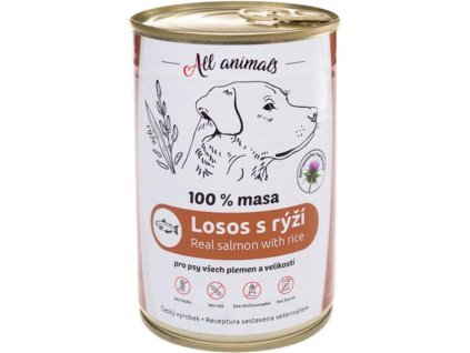 91393 all animals konzerva pro psy losos mlety s ryzi 400g