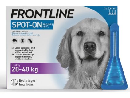 6354 frontline spot on pro psy l 20 40kg 3x2 68ml z kategorie chovatelske potreby a krmiva pro psy antiparazitika pro psy pipety spot on pro psy