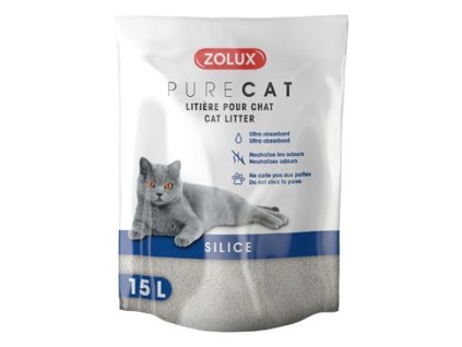 82731 1 podestylka purecat natural silica 15l zolux z kategorie chovatelske potreby a krmiva pro kocky toalety steliva pro kocky steliva kockolity pro kocky