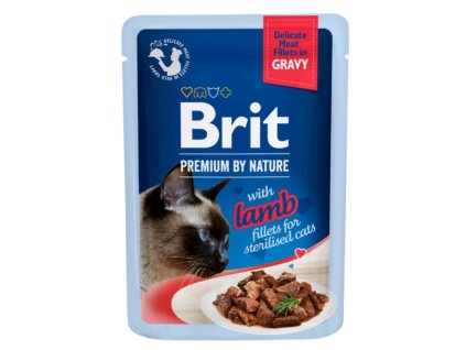 91543 brit premium cat delicate fillets in gravy with lamb for sterilised 85g