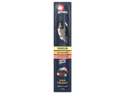49179 1 stick ontario for dogs venison 15g z kategorie chovatelske potreby a krmiva pro psy pamlsky pro psy tycinky salamky pro psy