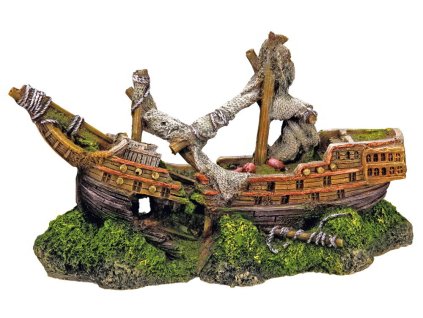 10245 1 nobby dekorace vrak lod 22 x 9 5 x 12 5 cm z kategorie akvaristicke a teraristicke potreby dekorace do akvaria lode vraky