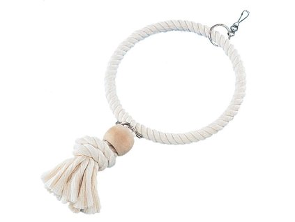 4983 1 nobby velky bavlneny kruh s drevenou kulickou 24cm z kategorie chovatelske potreby pro ptaky a papousky hracky pro papousky houpacky pro papousky