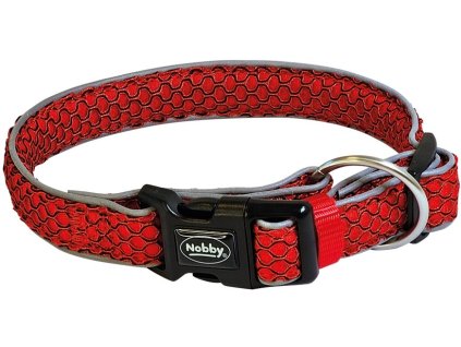 91144 nobby plochy obojek mesh air cervena s m