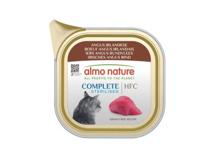 90162 almo nature hfc complete sterilized hovezi pro kastrovane kocky 85g