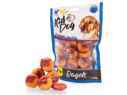 89022 2 pamlsky pro psy kiddog jehneci kureci bagel 250 g