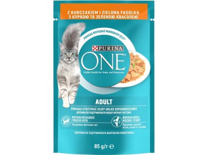 112985 6 purina one adult minifiletky s kur etem a zeleny mi fazolkami ve s t a ve 85g 1