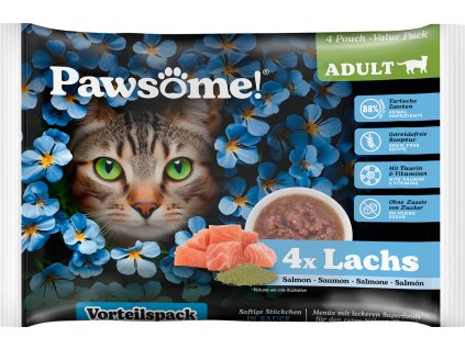 92089 pawsome adult kapsicka s lososem multipack 4x85g