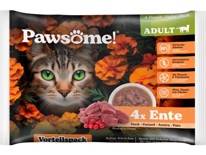 92092 pawsome adult kapsicka s kachnim masem multipack 4x85g