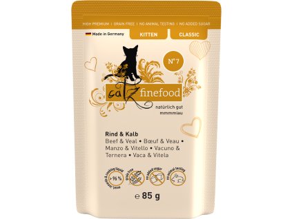 88089 catz finefood classic kitten no 7 s hovezim telecim merunkami a ananasem 85g