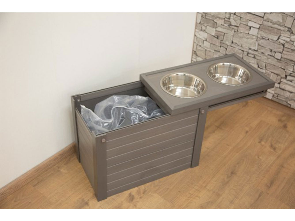 Vyvýšené misky pro psy se zásobníkem na granule KERBL EKO 54x30x39,5 cm