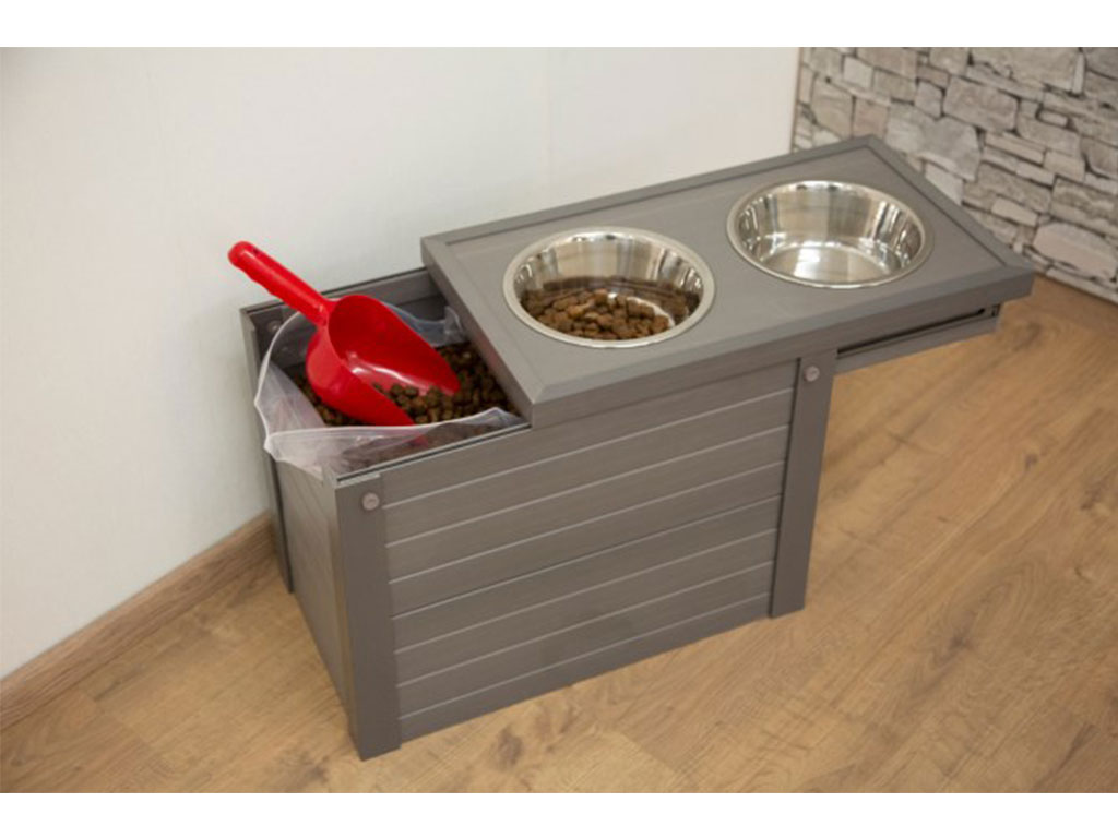 Vyvýšené misky pro psy se zásobníkem na granule KERBL EKO 54x30x39,5 cm