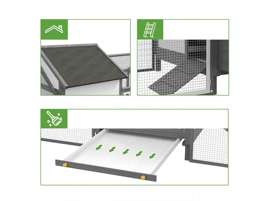 Kurník pro slepice PAWHUT D51-130V01GY