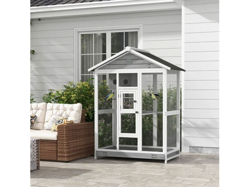 Voliéra pro ptáky PAWHUT D10-070V03GY, 112x68x154 cm