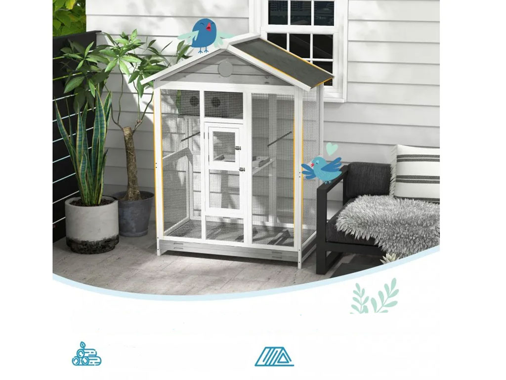 Voliéra pro ptáky PAWHUT D10-070V03GY, 112x68x154 cm