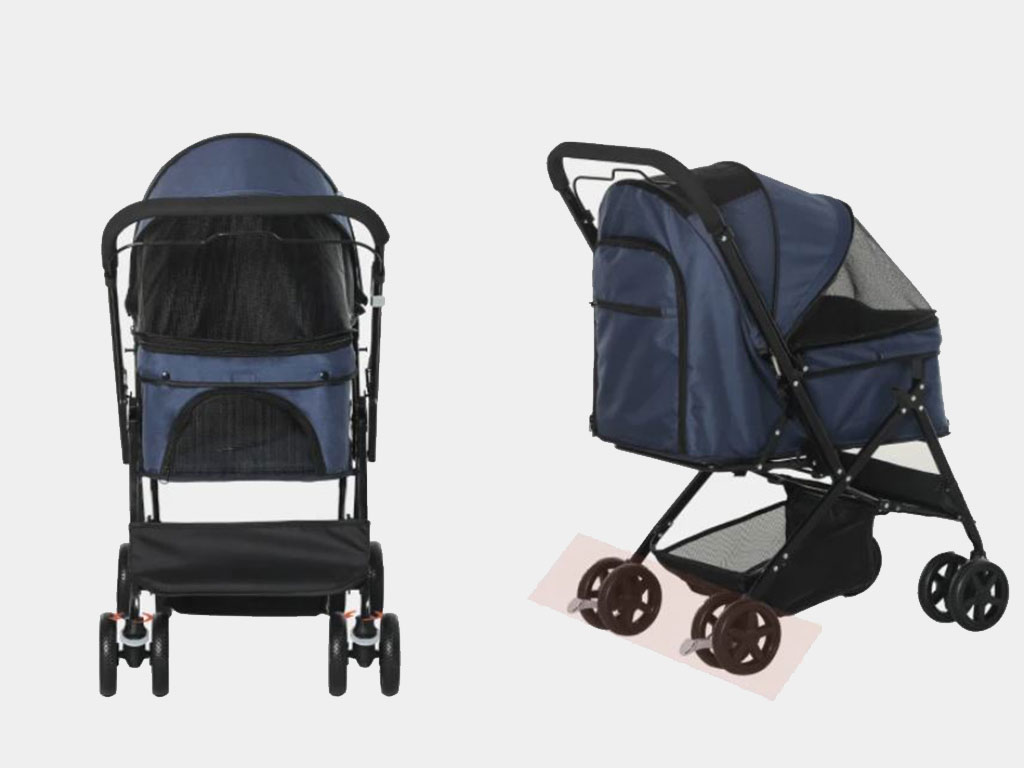 Kočárek pro psy PAWHUT D00-126BU, tmavě modrý