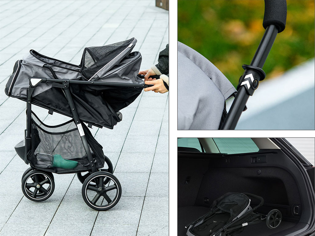 Kočárek pro psy PAWHUT D00-189V01GY, šedý