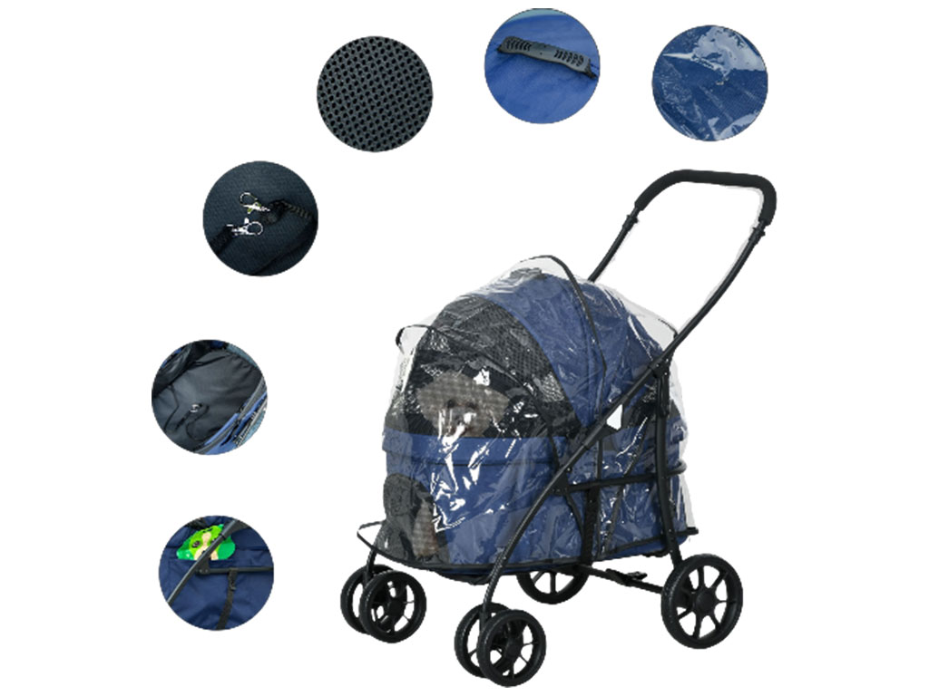 Kočárek pro psy 2v1 PAWHUT D00-190V01DB, tmavě modrý