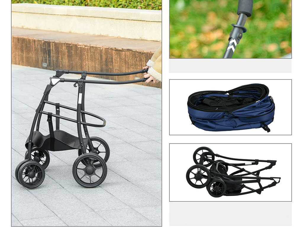 Kočárek pro psy 2v1 PAWHUT D00-190V01DB, tmavě modrý