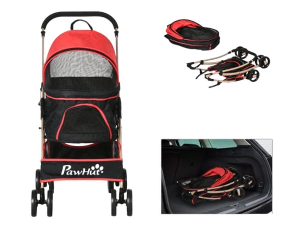 Kočárek pro psy 2v1 PAWHUT D00-166V00RD, červený