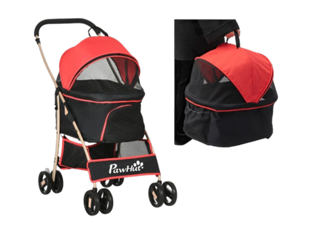 Kočárek pro psy 2v1 PAWHUT D00-166V00RD, červený
