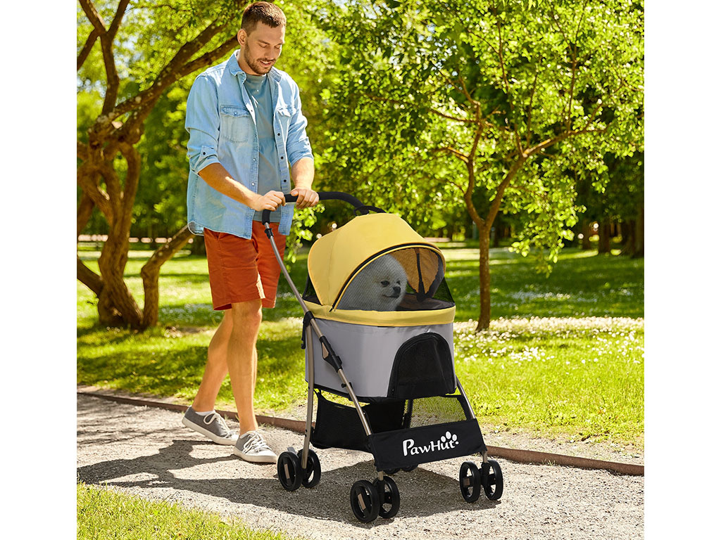 Kočárek pro psy 2v1 PAWHUT D00-166V01YL, žlutý