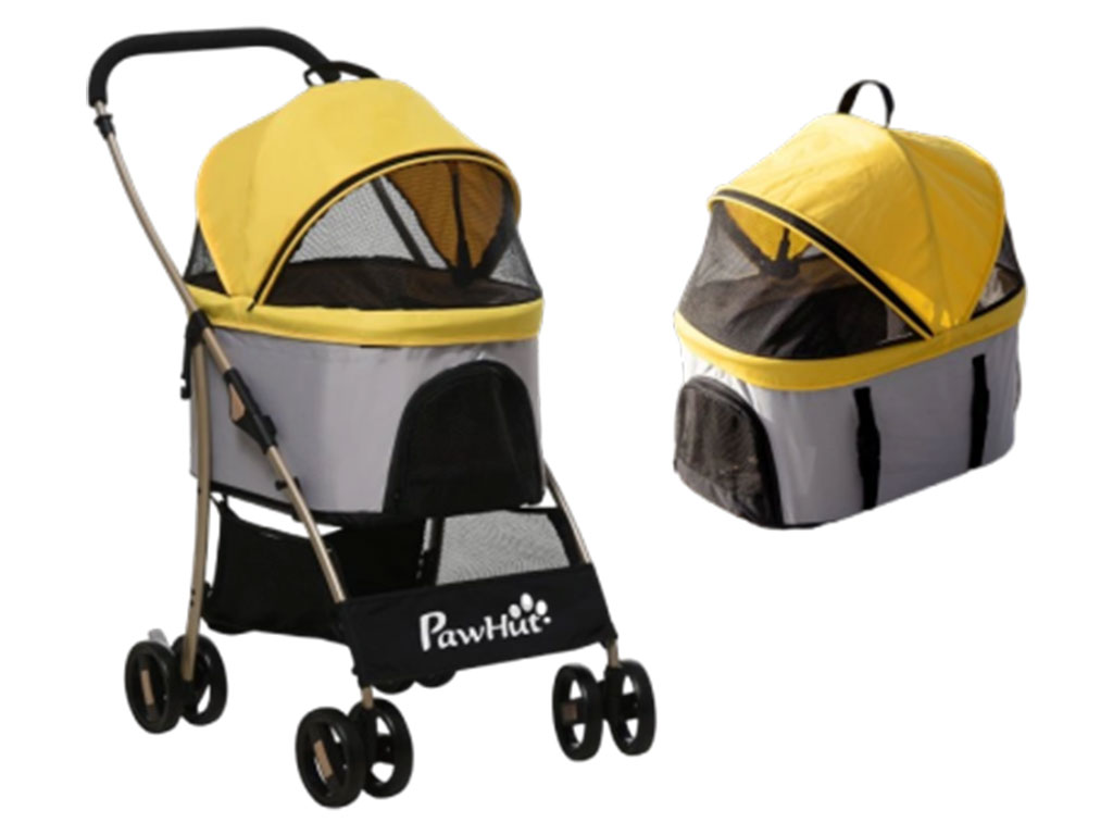 Kočárek pro psy 2v1 PAWHUT D00-166V01YL, žlutý