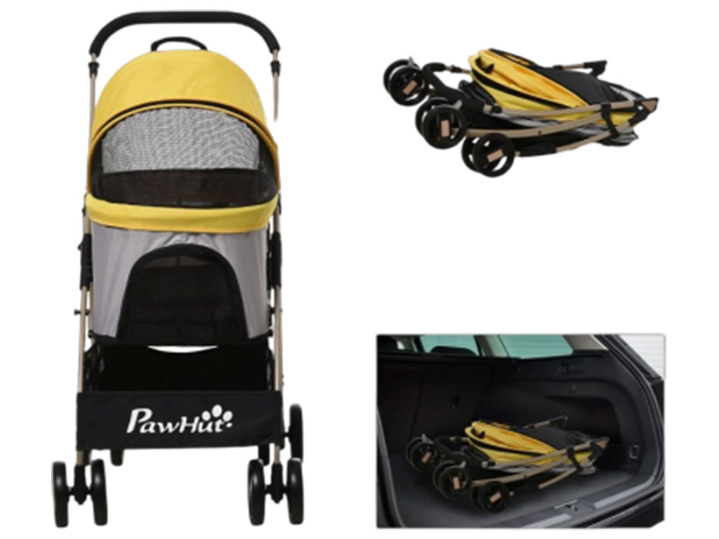 Kočárek pro psy 2v1 PAWHUT D00-166V01YL, žlutý
