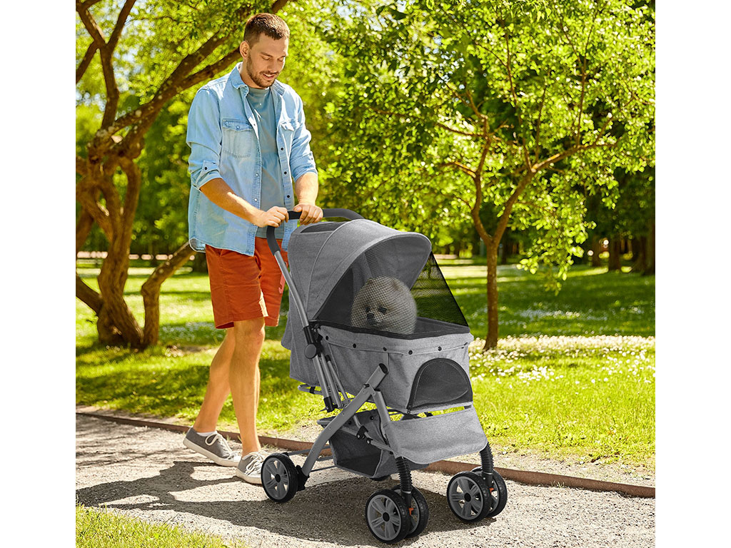 Kočárek pro psy PAWHUT D00-118GY, šedý