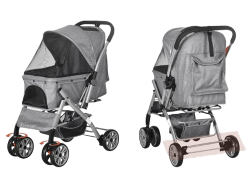 Kočárek pro psy PAWHUT D00-118GY, šedý