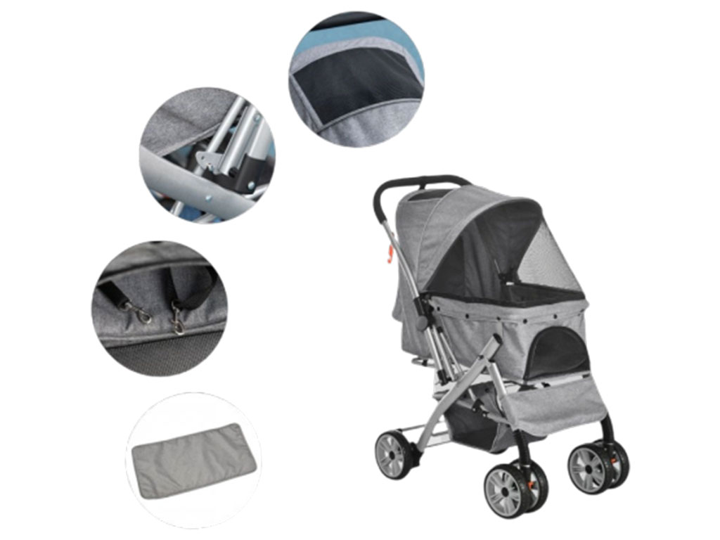 Kočárek pro psy PAWHUT D00-118GY, šedý