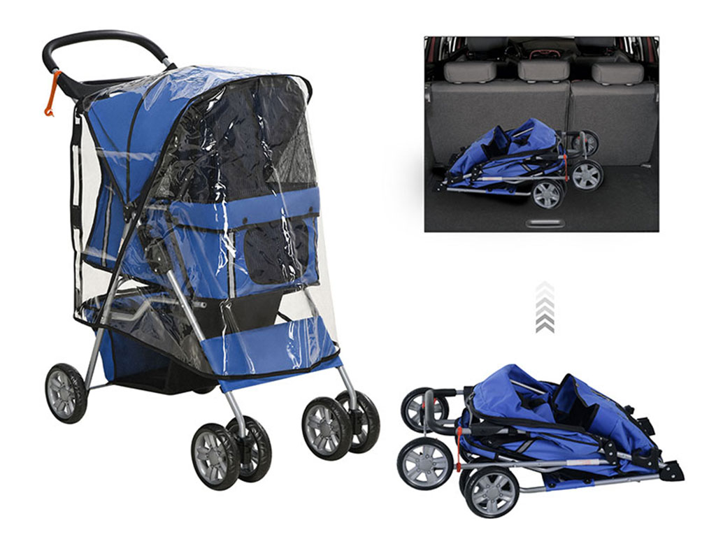 Kočárek pro psy PAWHUT D00-058V01BU, modrý