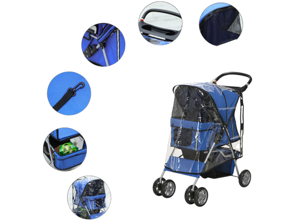 Kočárek pro psy PAWHUT D00-058V01BU, modrý