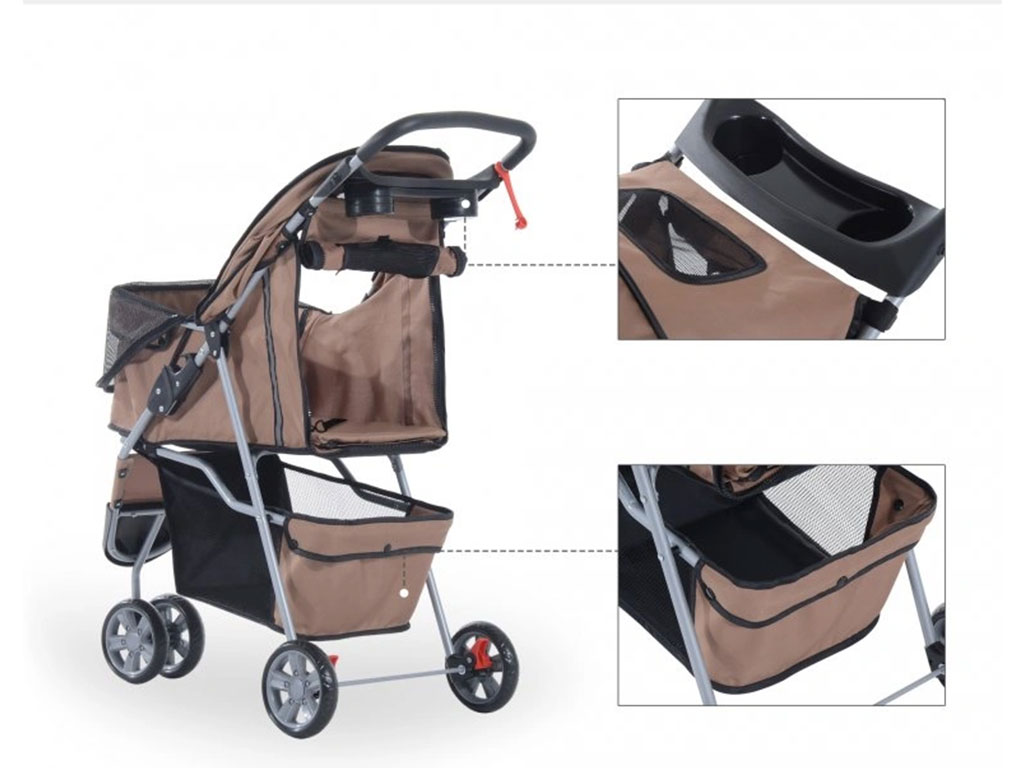 Kočárek pro psy PAWHUT D00-041CF, kávově hnědý