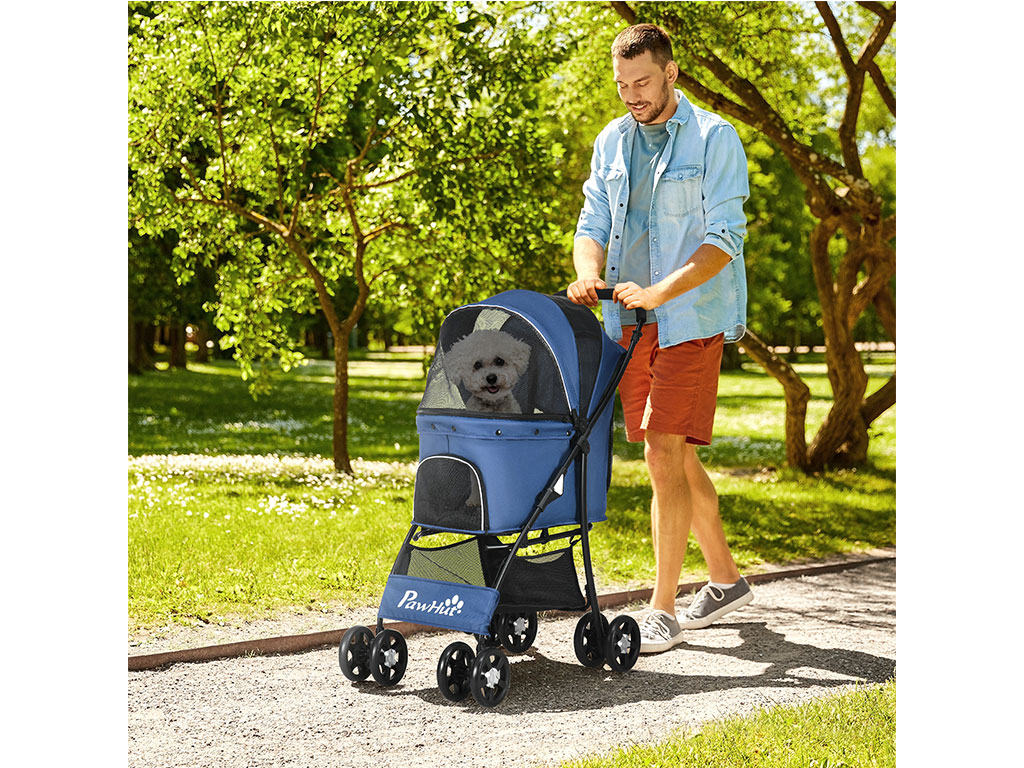 Kočárek pro psy PAWHUT D00-165V00DB, modrý