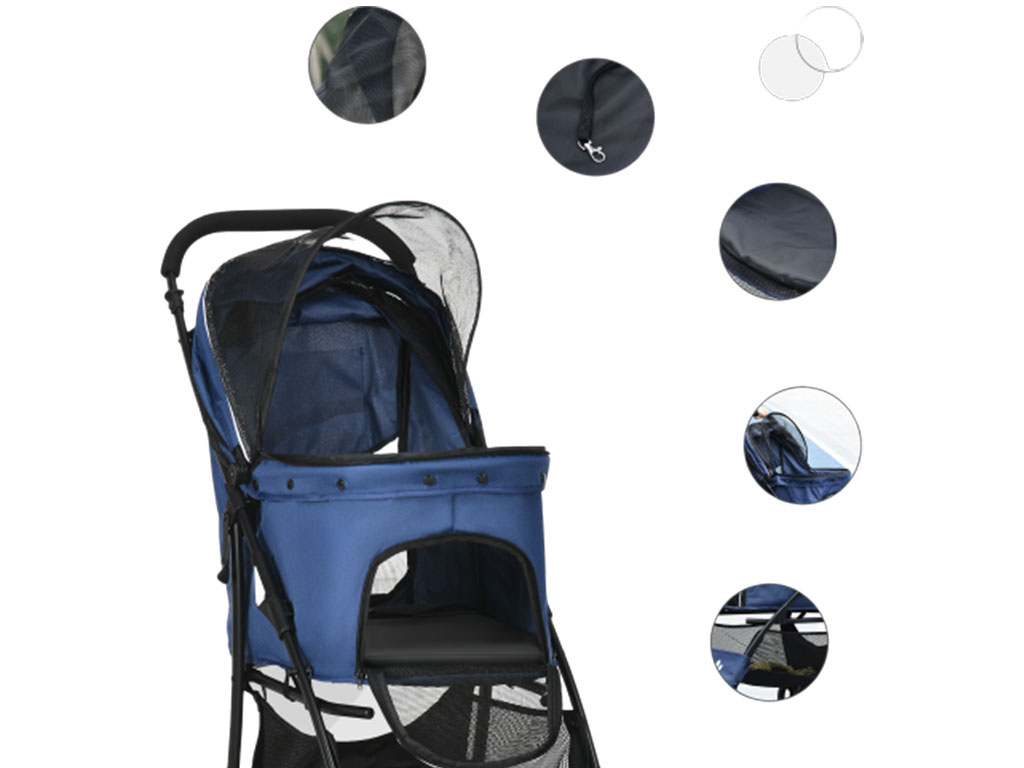 Kočárek pro psy PAWHUT D00-165V00DB, modrý