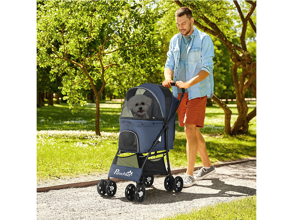 Kočárek pro psy PAWHUT D00-165V00NU, tmavě modrý