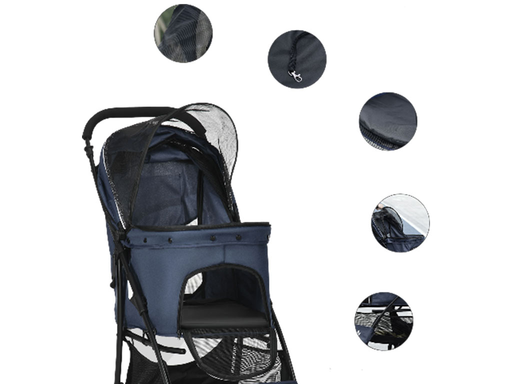 Kočárek pro psy PAWHUT D00-165V00NU, tmavě modrý