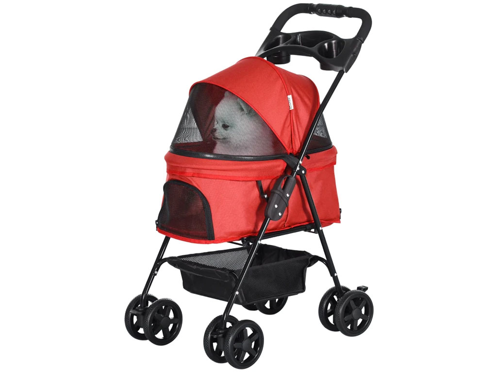Kočárek pro psy PAWHUT D00-127RD, červený
