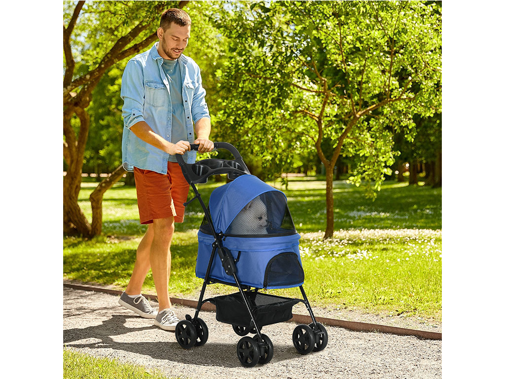 Kočárek pro psy PAWHUT D00-127BU, modrý