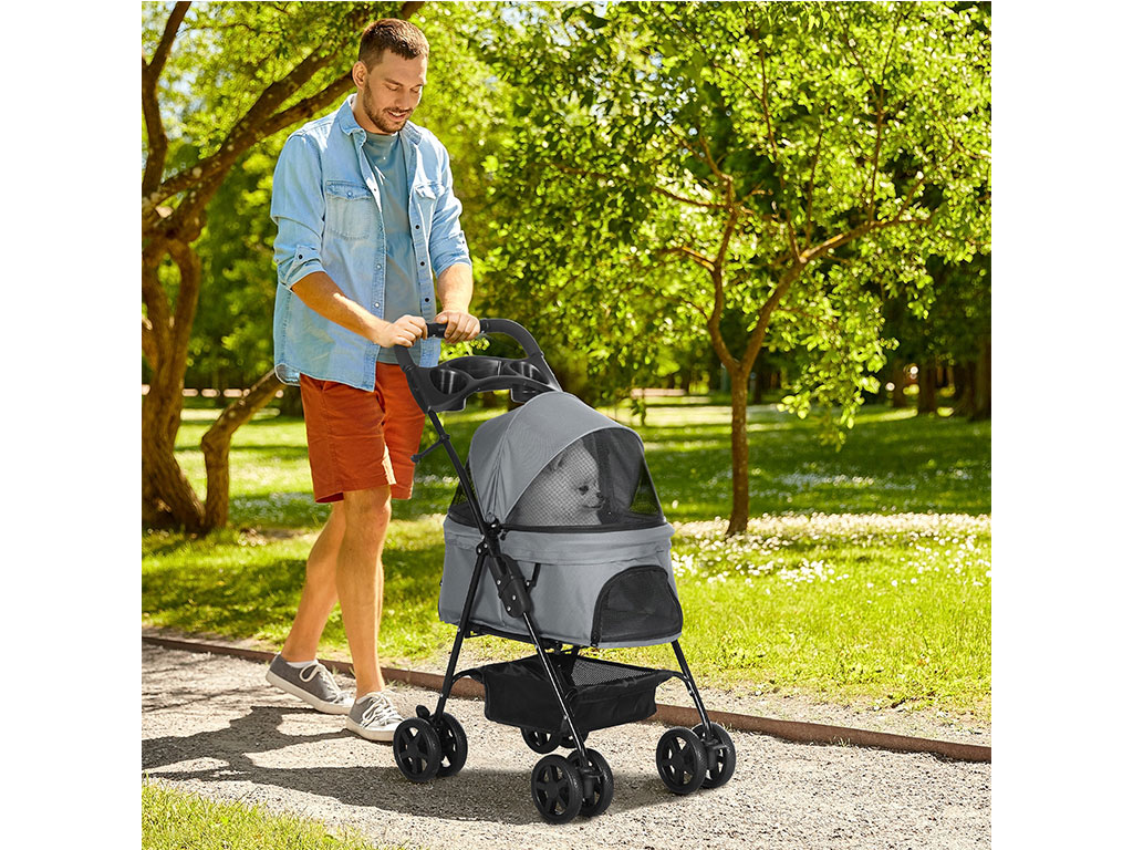 Kočárek pro psy PAWHUT D00-127GY, šedý