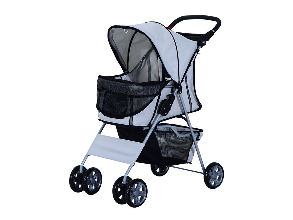 Kočárek pro psy PAWHUT D00-058GY, stříbrný