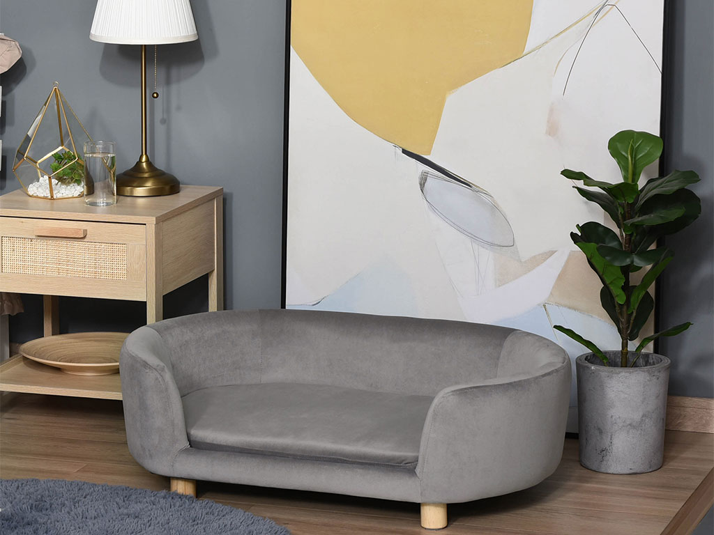 Pohovka pro psy PAWHUT D04-167GY, světle šedá, 86x55x33 cm