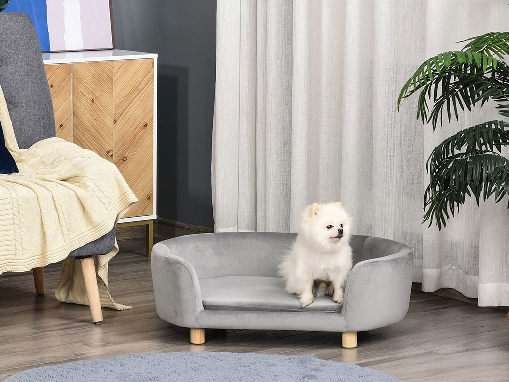 Pohovka pro psy PAWHUT D04-167GY, světle šedá, 86x55x33 cm