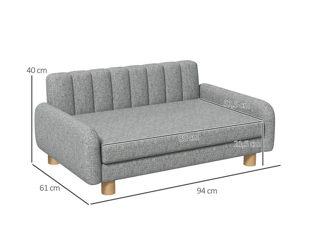 Pohovka pro psy PAWHUT D04-271V00GY, šedá, 94x61x40 cm