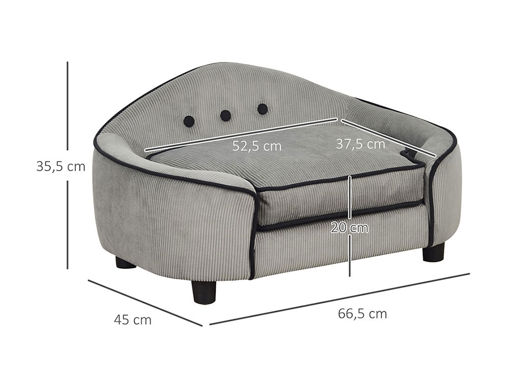 Pohovka pro psy PAWHUT D04-141, šedá, 66,5x45x35,5 cm
