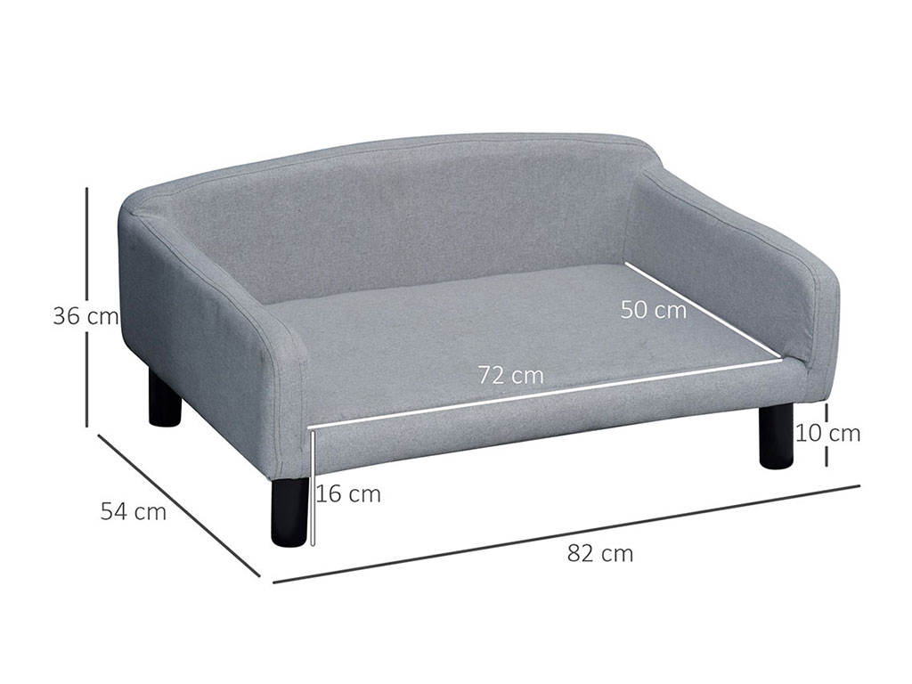 Pohovka pro psy PAWHUT D04-149, světle šedá, 82x54x36 cm