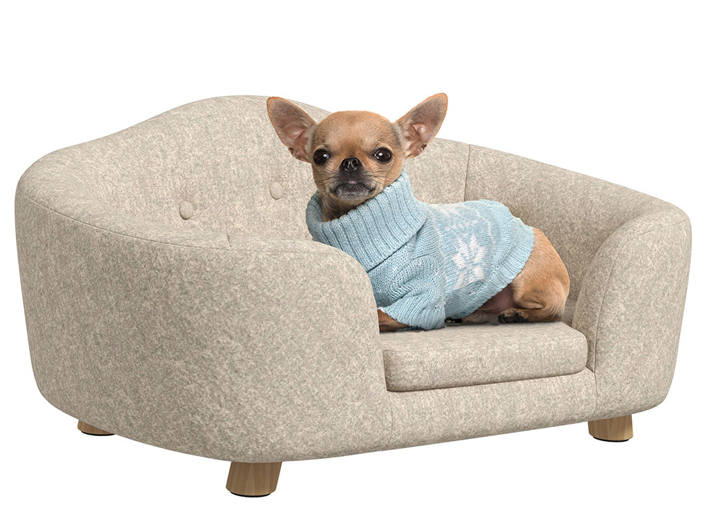 Pohovka pro psy PAWHUT D04-196CW, krémově bílá, 70x47x30 cm